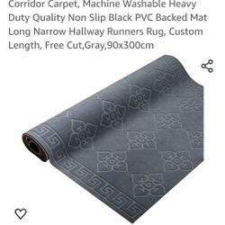 Corridor Carpet, Machine Washable Heavy Duty Quality Non Slip Black PVC Backed Mat 90x300cm 3x10ft
