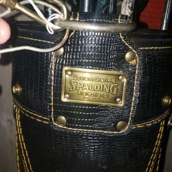 Vintage Spalding Leather (Possibly Alligator Skin, It Has The Look And Feel of It At Least) Golf Bag.