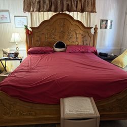 Ca king Frame, Box Spring & Mattress.  Mattress Needs Replacement.