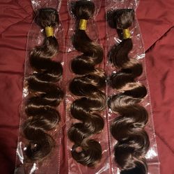 Human Hair Bundles 22 24 26 Inch Chocolate Brown Body Wave 
