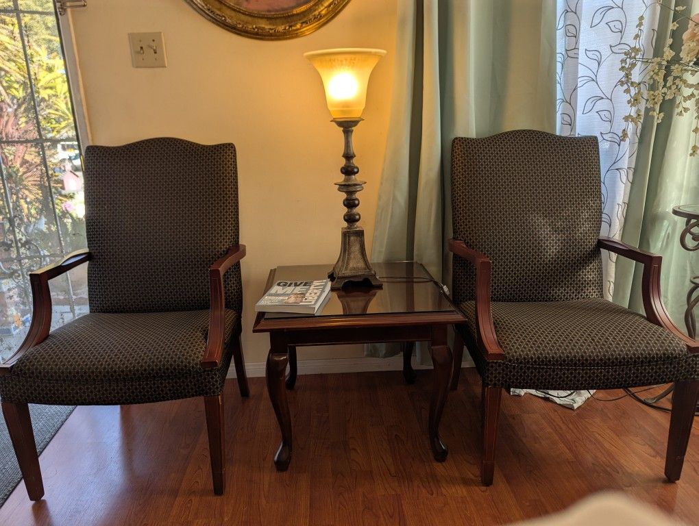 Pair of Chairs and Lamp Table