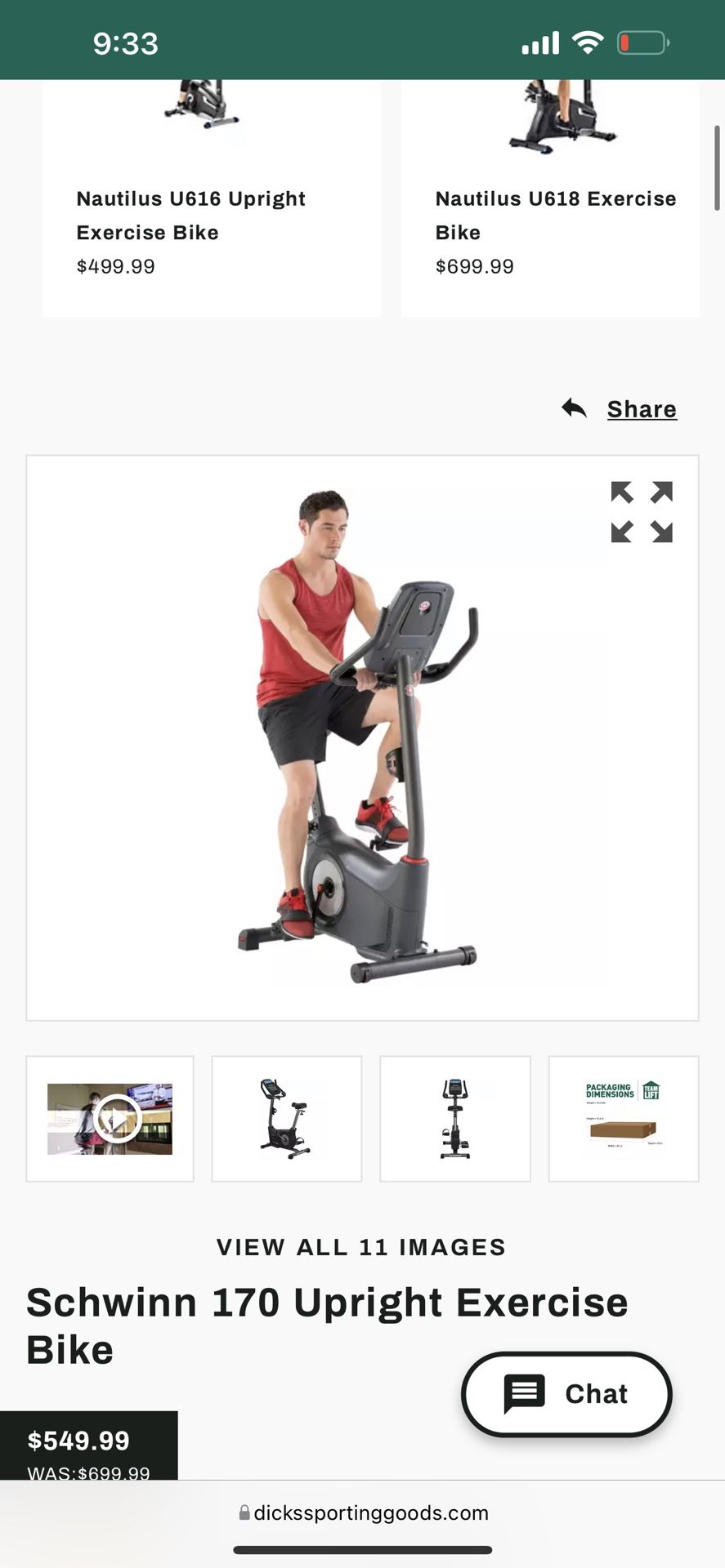 New In Box , Schwinn 170 Upright Exercise Bike