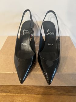Christian Louboutin Hot Chick Patent Red Sole Slingback Pumps Size 38