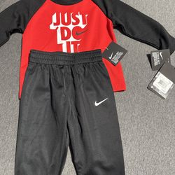 🔥 BRAND NEW Nike Dri-Fit 2-Piece Set – 12 Months – Red & Black – Tags Attached
