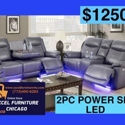 💥FREE DELIVERY💥Brand New POWER, LED, USB  2PC Reclining Sofa Loveseat Set 