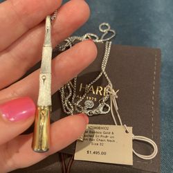 New $ 1500. John Hardy Bamboo Sterling Silver And 18k White Gold Necklace