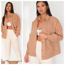 NWT Avec Les Filles Oversized Shirt Jacket Shacket Size L