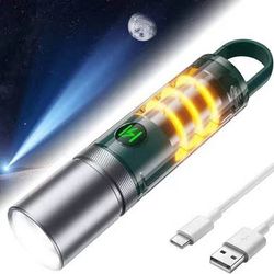 High Lumens Rechargeable Flashlights, 100000 Lumens Super Bright Flashlights, 6 Modes Zoomable High Bright Flashlights，Suitable for Hiking Camping and