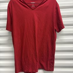 Goodfellow & Co Men's Lyndale Tee Red V-Neck Cotton Short Sleeve T-Shirt L