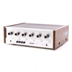 Lafayette LA-1050 Solid State Integrated Amplifier Wood Case, Silver Face (1960s)