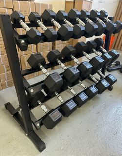 BRAND NEW 5lb-50lb Dumbbell Weight Set Rubber Hex Dumbbells Gym Weights