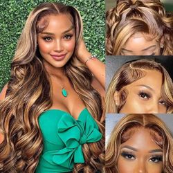 Xiayume 18 Inch 13x6 HD Lace Front Human Hair Wig 4/27 Honey Blonde