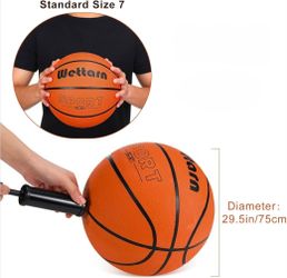 Wettarn Rubber Training Basketball with Pump Street Ball Made for Teens Adults Indoor and Outdoor Game Gym Training Competition Basketball Games