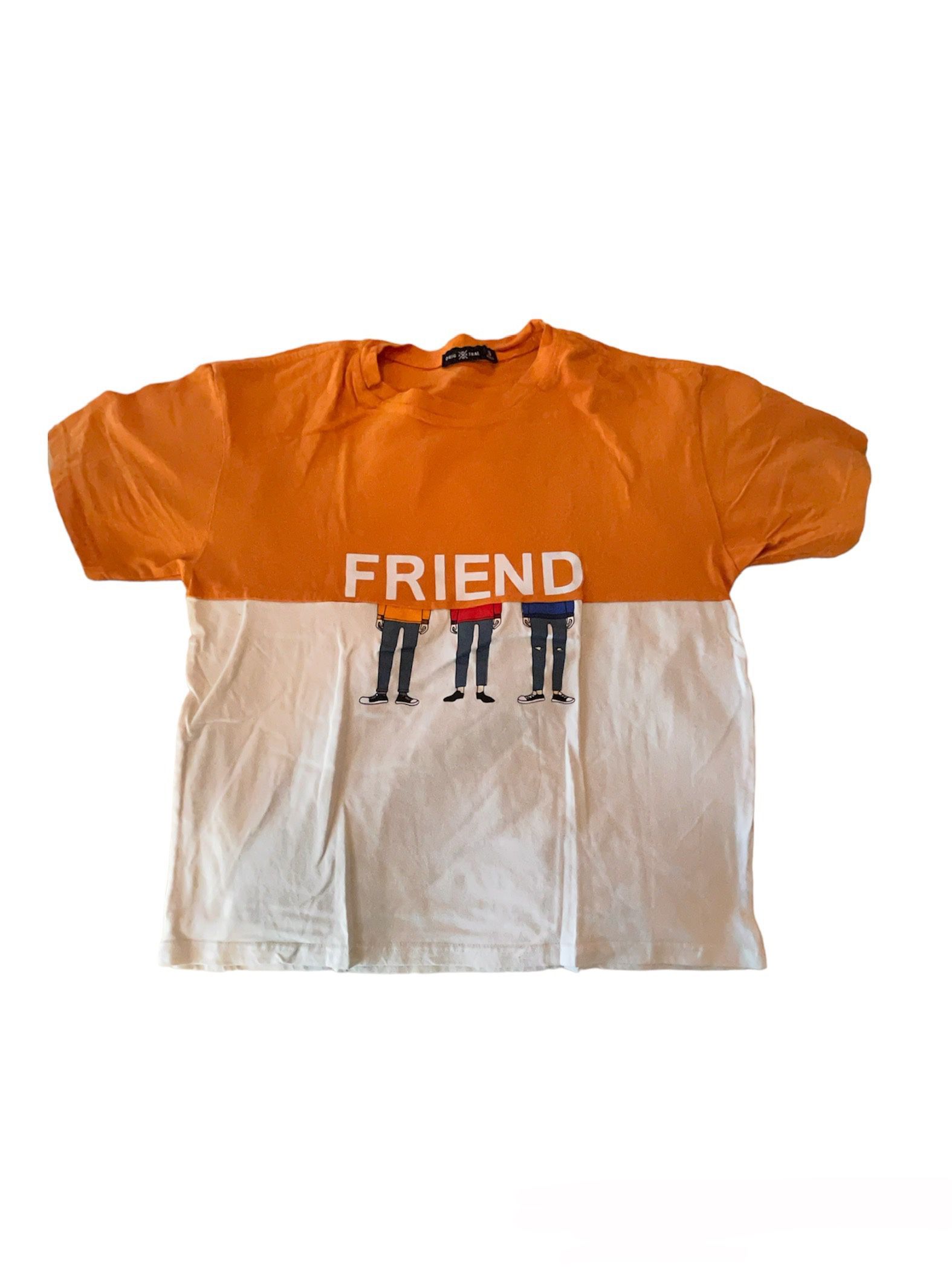Small/Medium Divided Half Orange Half White Friend Shirt