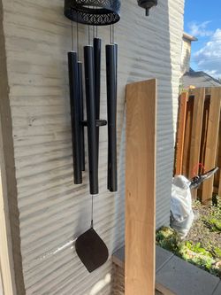 Large Black Metal Wind Chime – Decorative Outdoor Hanging Chimes – $45