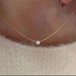 Elegant Golden 6 Prong Rhinestone Pendant Necklace