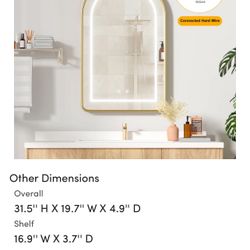 Brass LED Arched Medicine Cabinet Mirror 