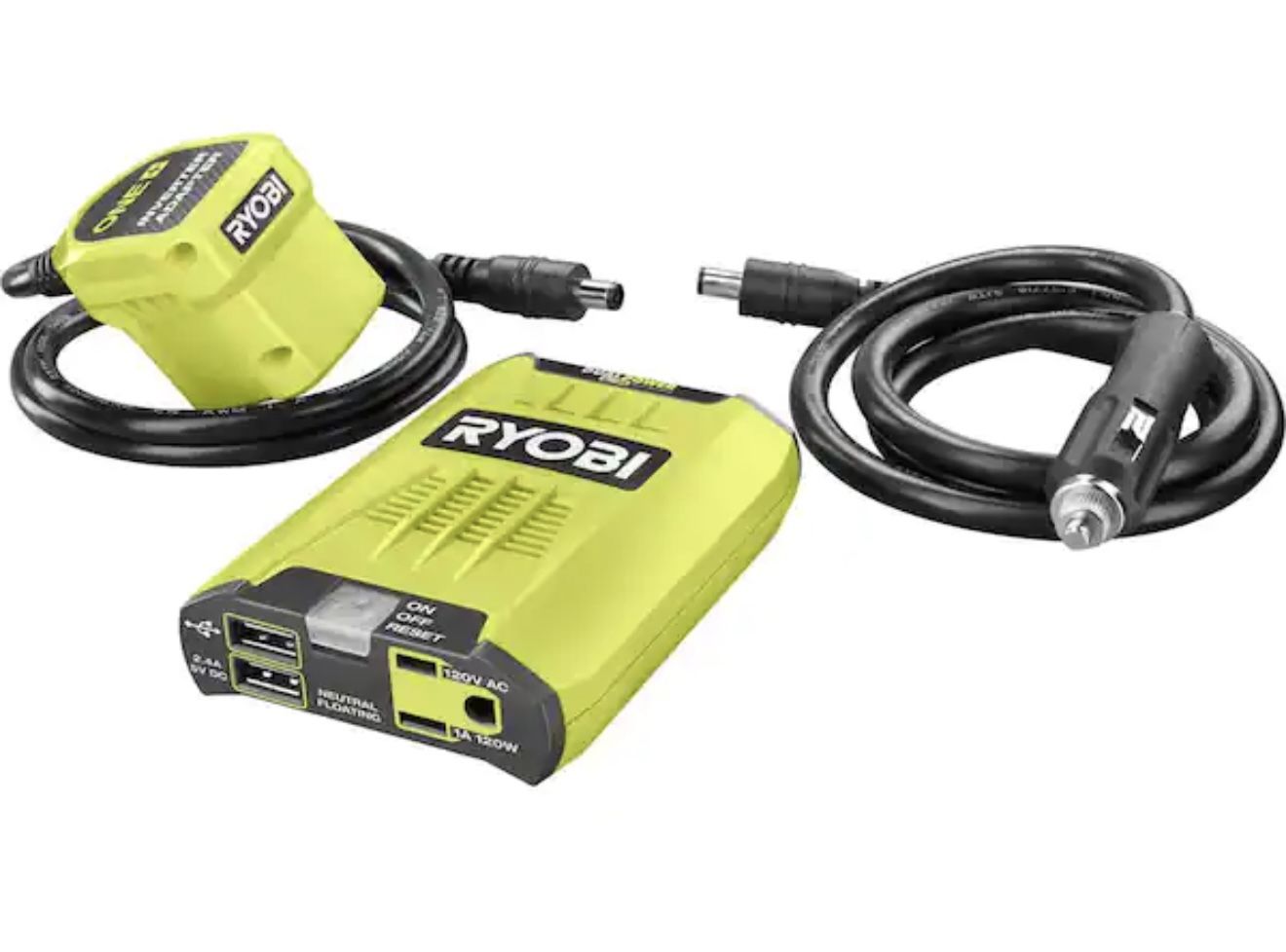 RYOBI ONE+ 18V 120-Watt 12V Automotive Power Inverter with Dual USB Ports