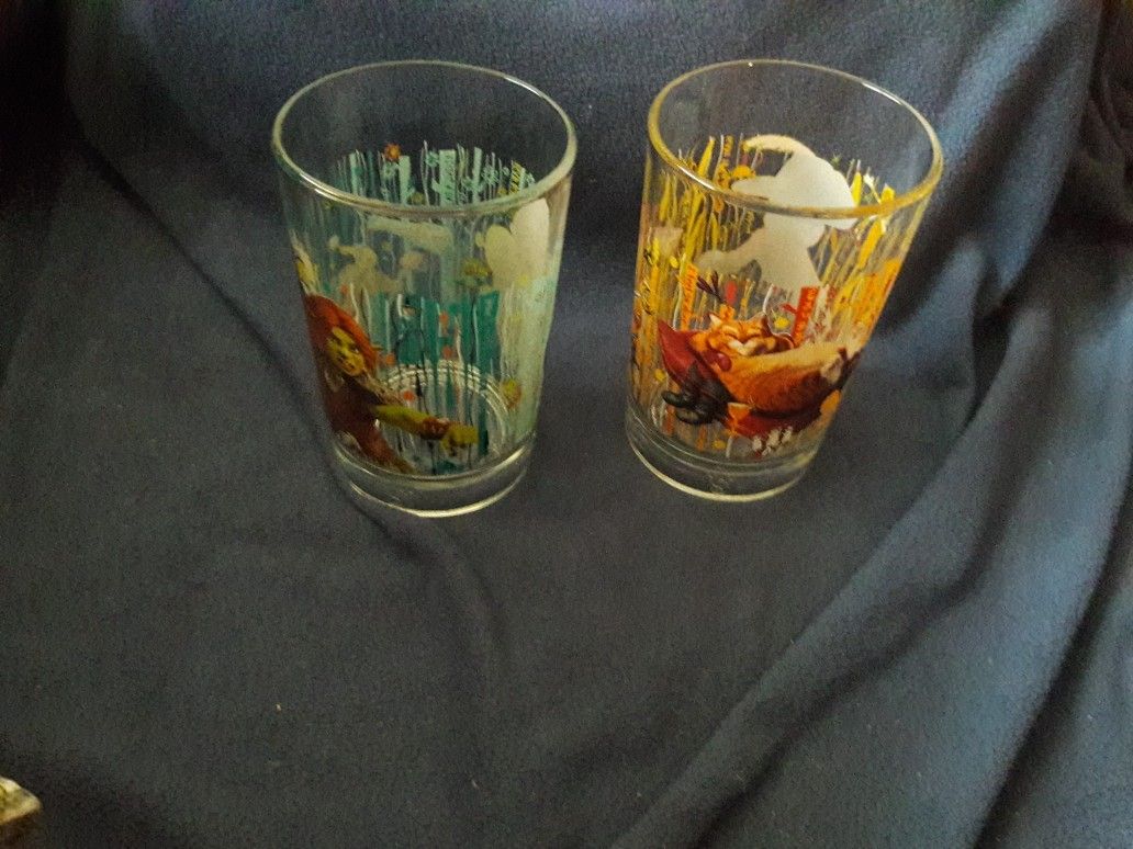 Mc Donalds collector Shrek Movie Puss and Boots and Fiona Glasses
