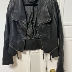 Faux Leather Moto Jacket – XL