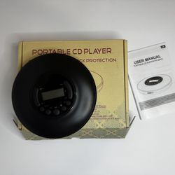 CD Player Portable Rechargeable with Speaker Dual Stereo Black