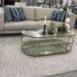 West Elm glass & Gold Coffee Table 