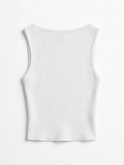 Moving Sale - White Sleeveless Boat-Neck Tank