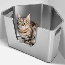 Stainless Steel Corner Cat Litter Box
