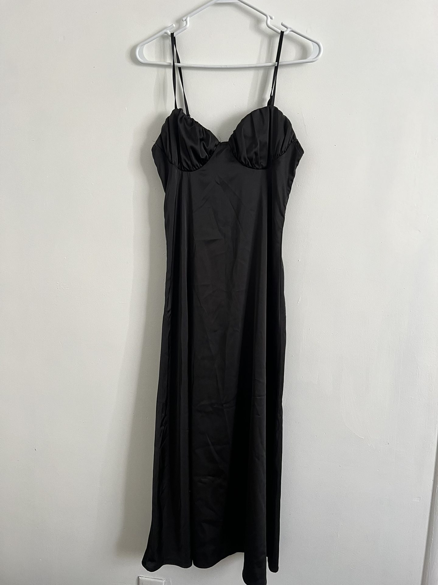Long Black Satin Dress