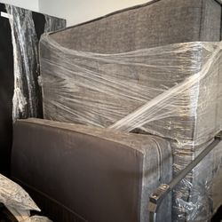 Grey 2-Piece Sofa With Chaise On One End  OBO