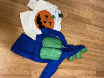 Kids Halloween Costumes – Pumpkin Shirt & Dinosaur Hoodie (Size 2T)