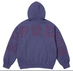 Supreme Frayed Hooded Sweatshirt Washed Navy With Red