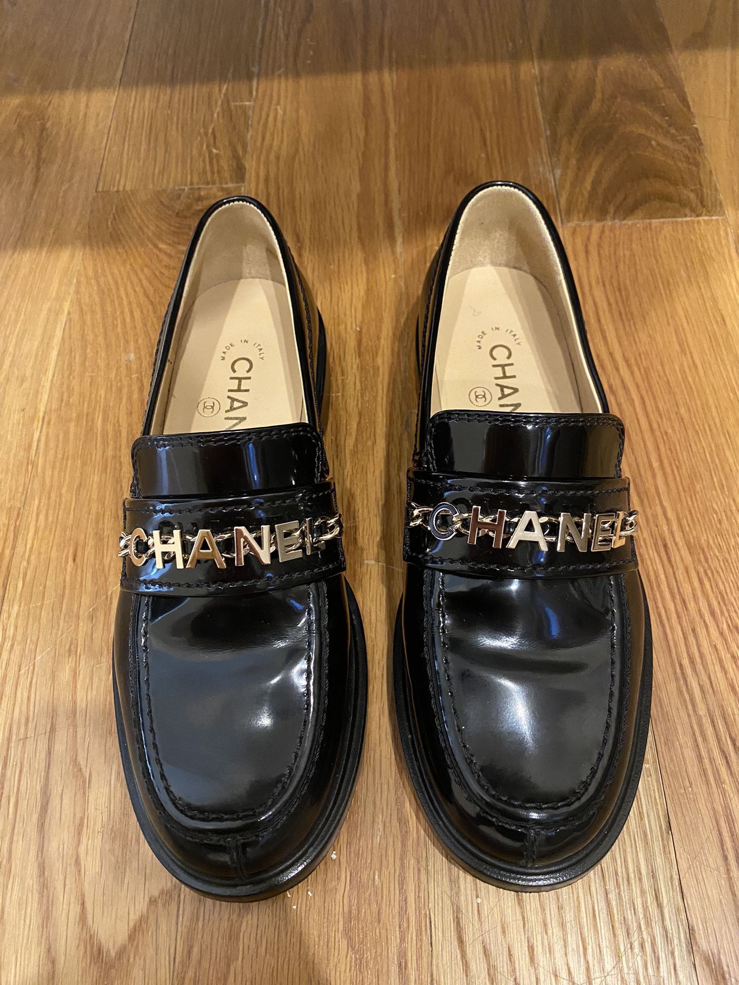 Sold at Auction: Chanel Paris, Chanel Designer Black Velvet Diamond Loafers  Shoes