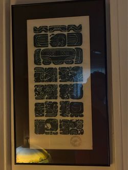 Framed Mayan Glyph Print Art