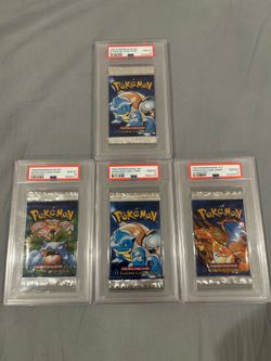 Pokémon Base Set Sealed Sequential Booster Packs 3 Art Blastoise Long Crimp PSA