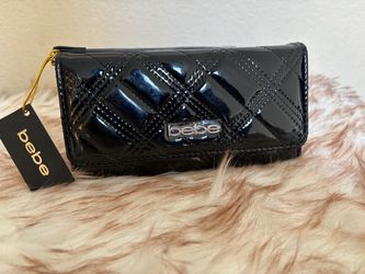 bebe Black Croc-Embossed Trifold Wallet