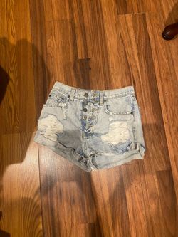 High-Rise Distressed Denim Cutoff Shorts