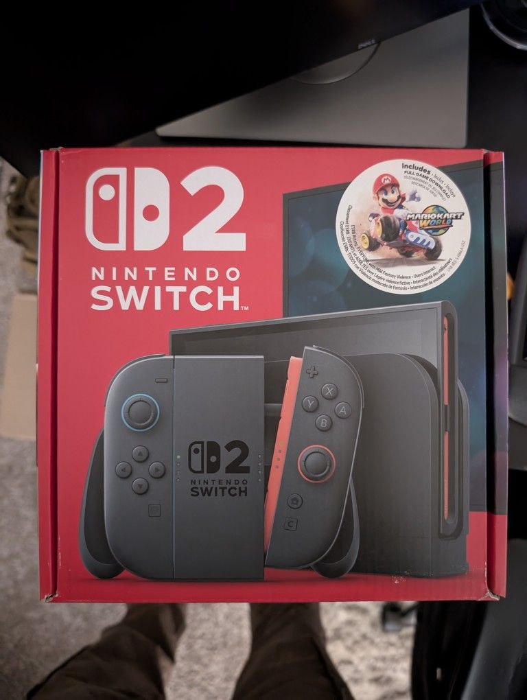 Nintendo Switch 2 + Mario Kart World Console Bundle On Hand
