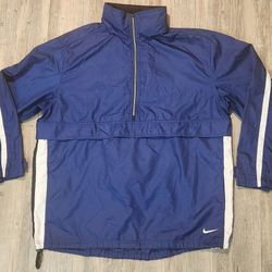 Vintage Nike 90s Pullover Half-zip Anorak Windbreaker Hooded Jacket Mens XL Blue