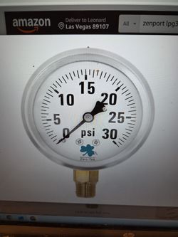 Zenport LPG30 Zen-Tech Glycerin Liquid Filled Pressure Gage, 30PSI