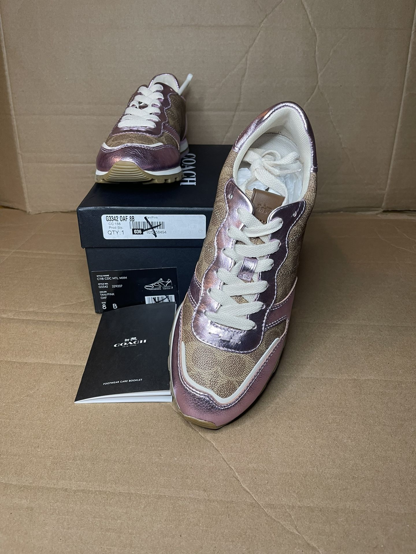 Coach Metallic Leather Sneakers In Rose Gold