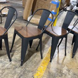 🔥18 Inch Metal Dining Chairs,Arlunar Farmhouse Chairs Set of 4 Black Dining Room Chairs Stackable with Back and Wooden Seat bar stools🔥$90