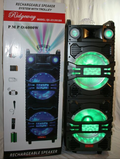 Double 12 inch Bluetooth speaker SD card,slot USB port,FM radio,microphone included for karaoke