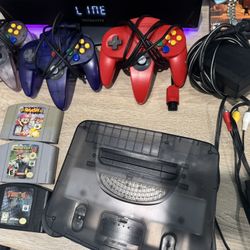 Smoked Black N64 With Controllers 