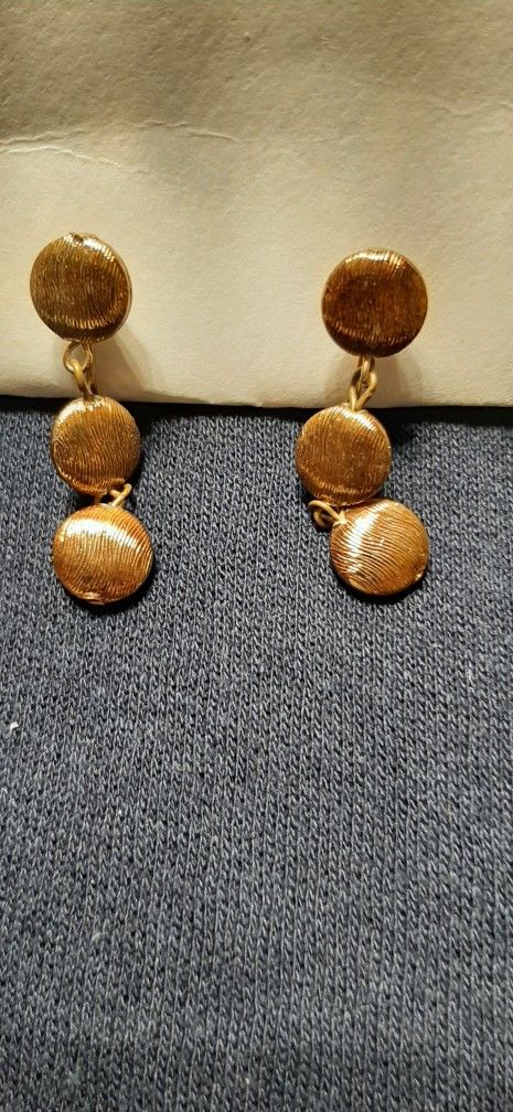 Vintage Copper Tone Dangle Clip Earrings