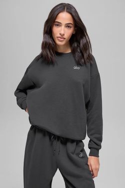 Alo Yoga Accolade Crew Neck Pullover Anthracite Grey XXS