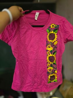 Size medium hot pink mexican shirt sunflowers