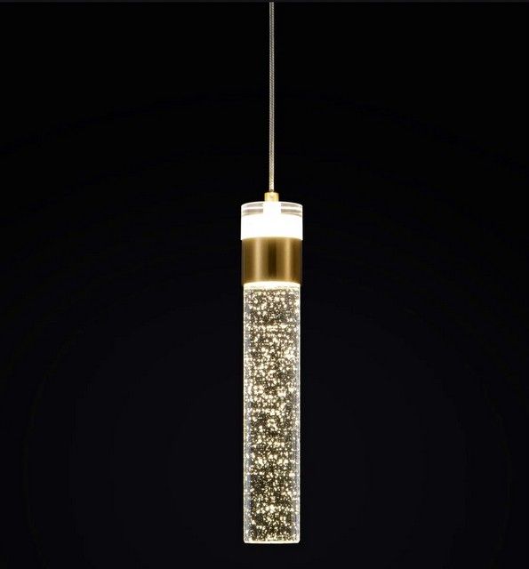 PAIR OF EVERLY QUINN KITCHEN ISLAND CRYSTAL LED CYLINDER PENDANTS