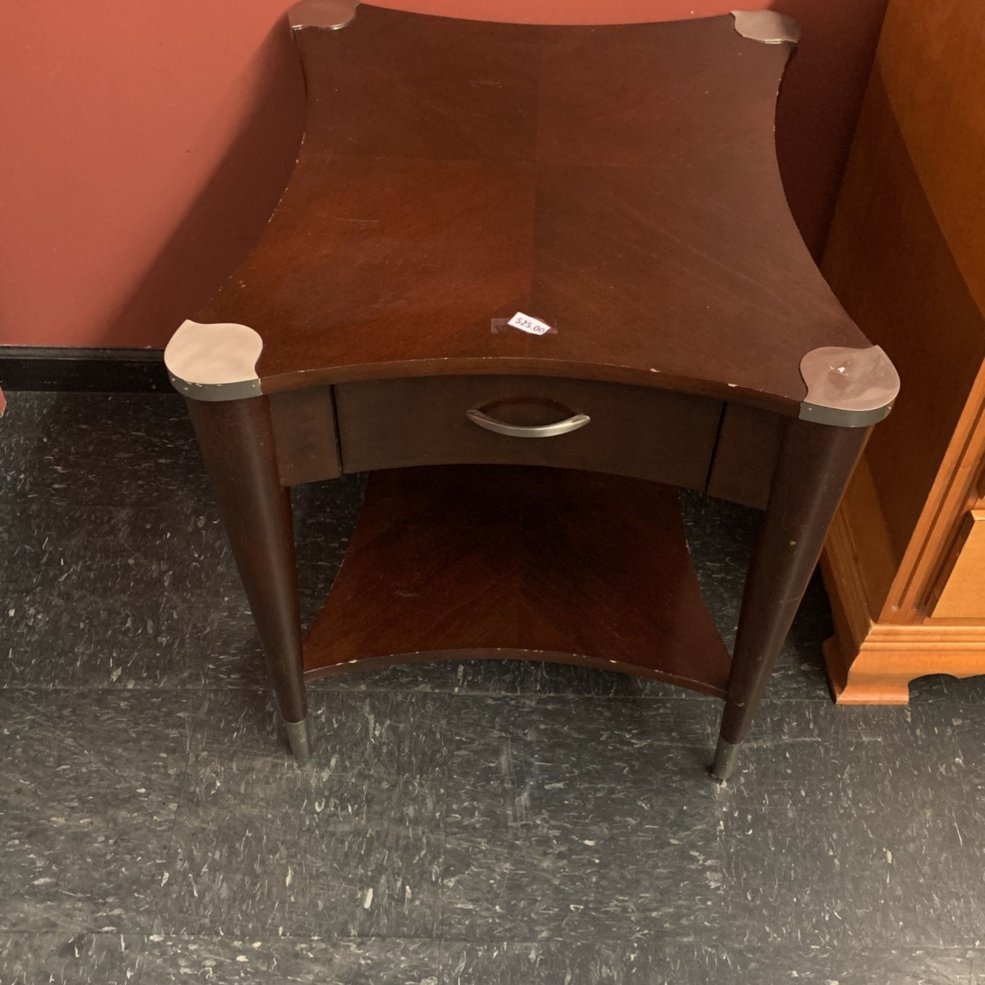 Solid Wood End Table - L-26 Inches W-23 Inches H-24 Inches