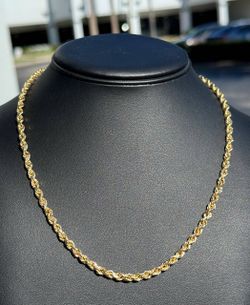 Jewelry 10k hollow yellow gold Rope necklace chain 20.50" 5.00mm w 14k lobster lock